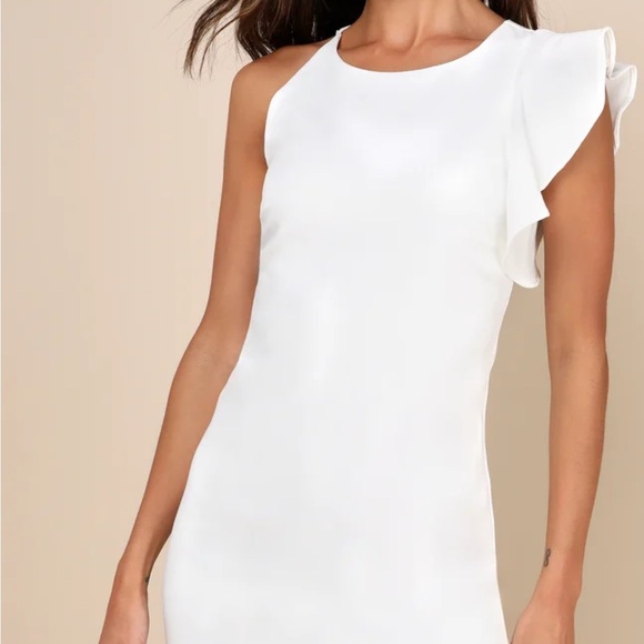 Lulus Dinah White One-Shoulder Dress size medium new with tags - Picture 2 of 9